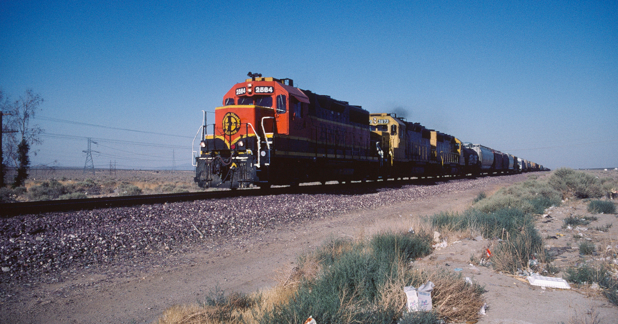 BNSF Freight Train passing Kramers Junction, Mojave Desert, CA