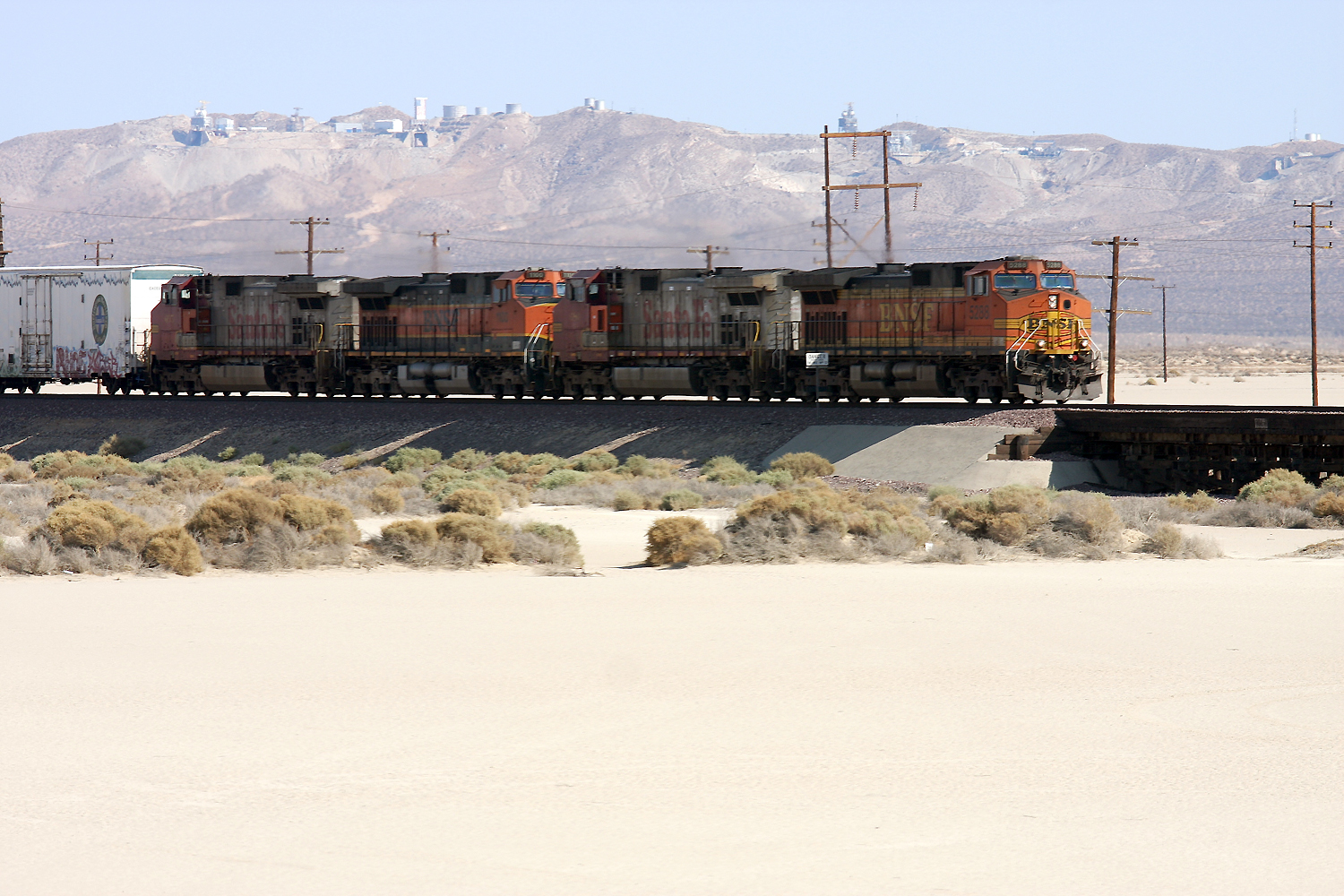 BNSF Freight Train passing Mojave Desert