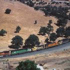 BNSF Military Train on its way downhill at Tehachapi Loop to Bakersfield, CA,USA