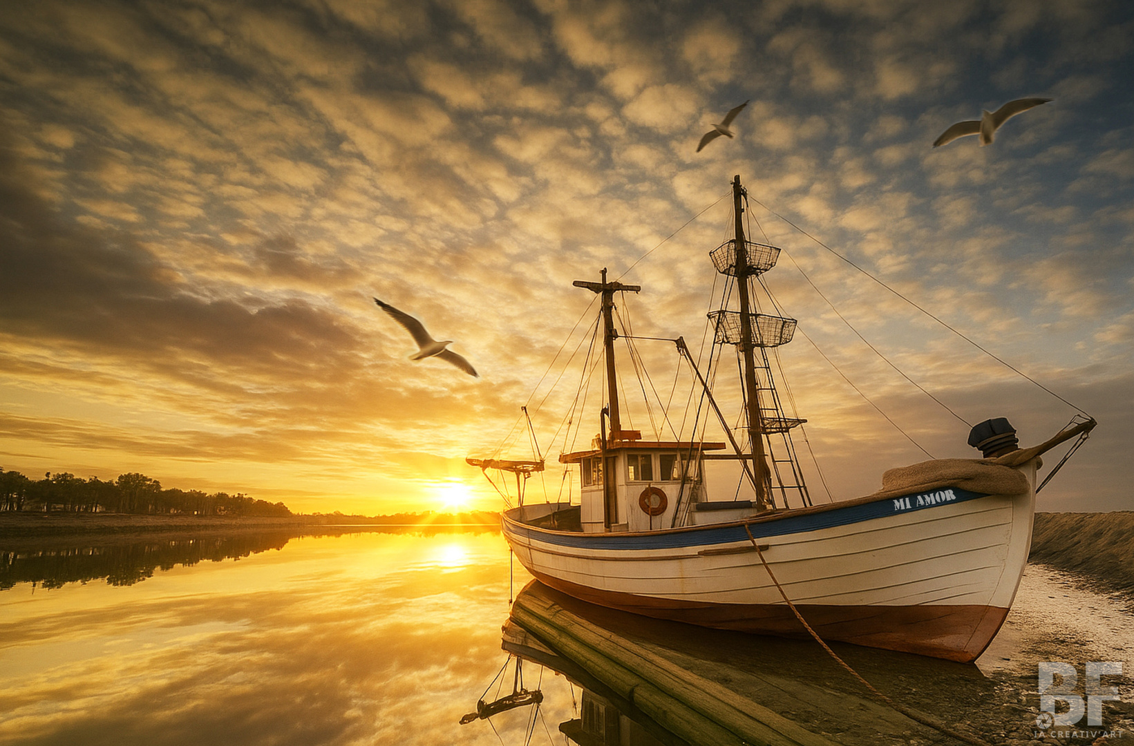 Boat at sunset