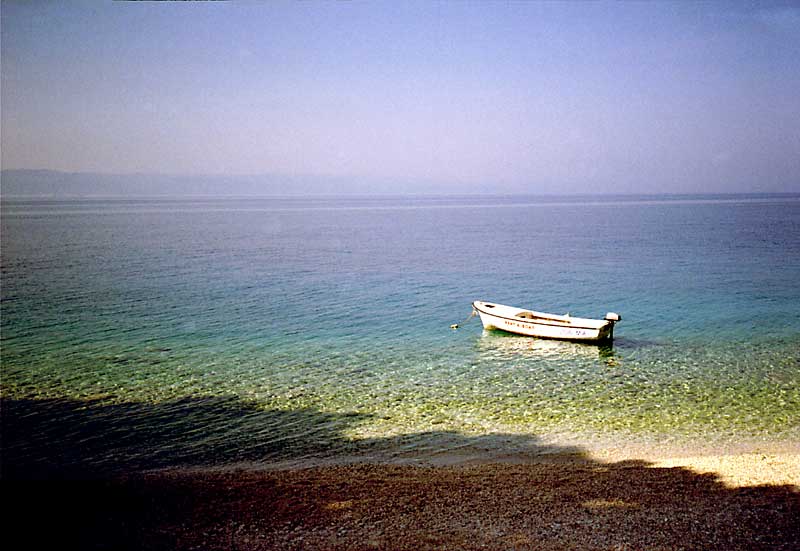 Boat on a silent sea in Dalmatia