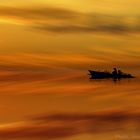 Boat on Orange Clouds