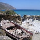 boat on the rocks