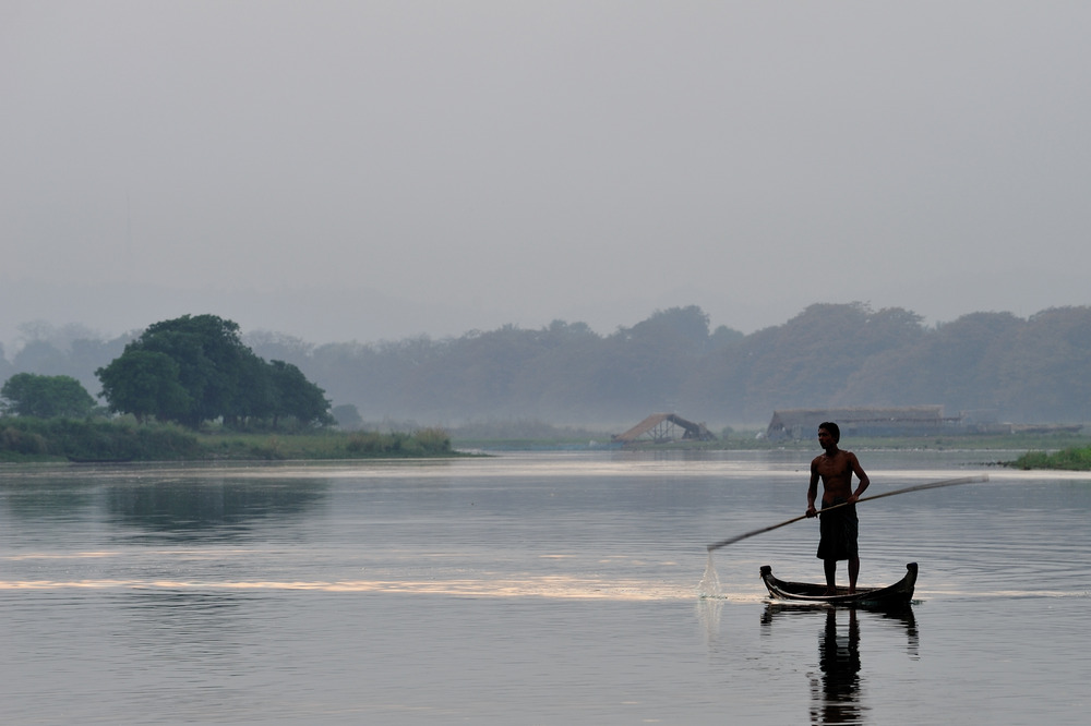 Boatman at dusk