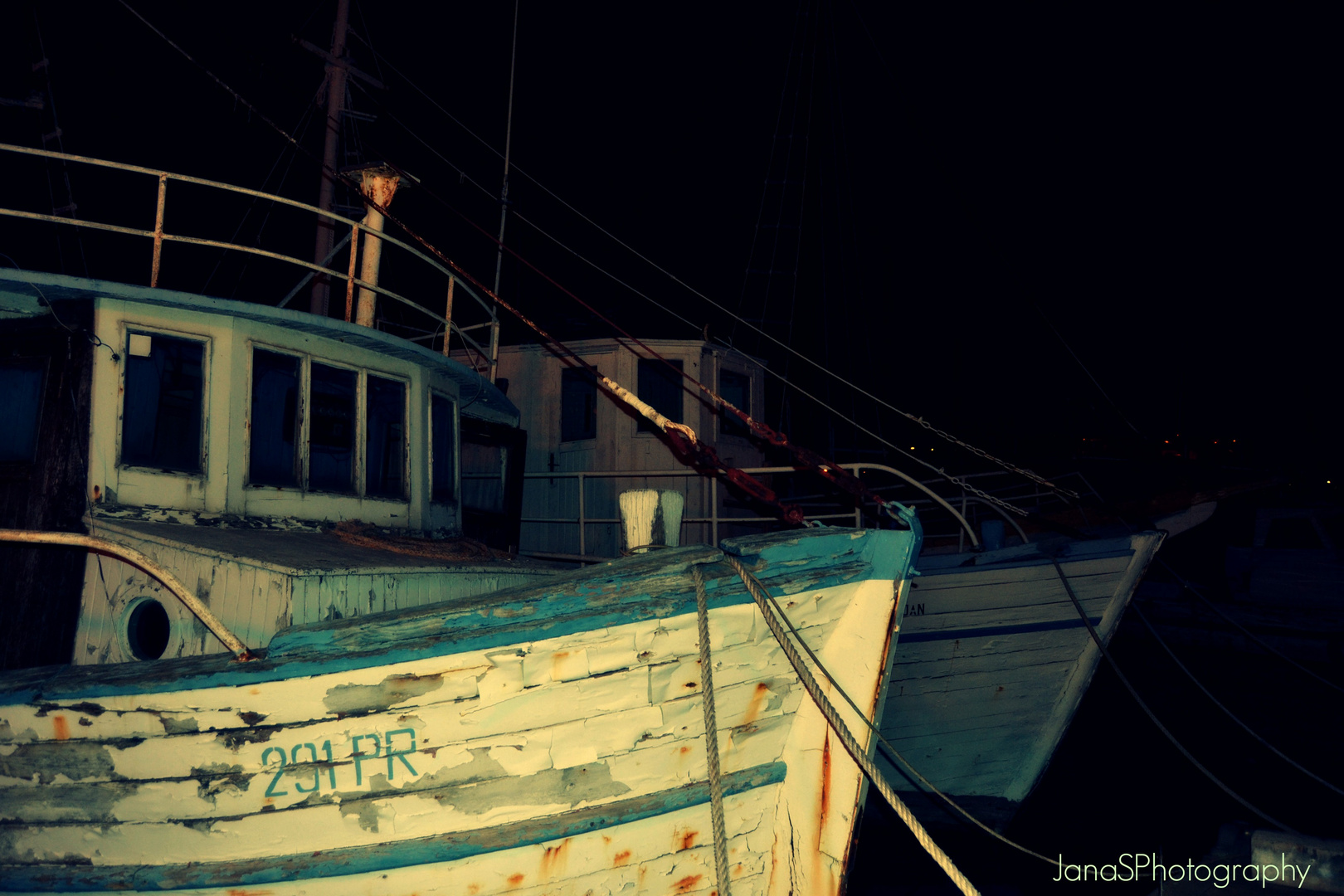 Boats at night