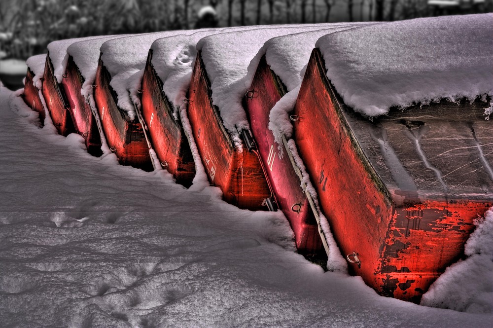 Boats in the snow