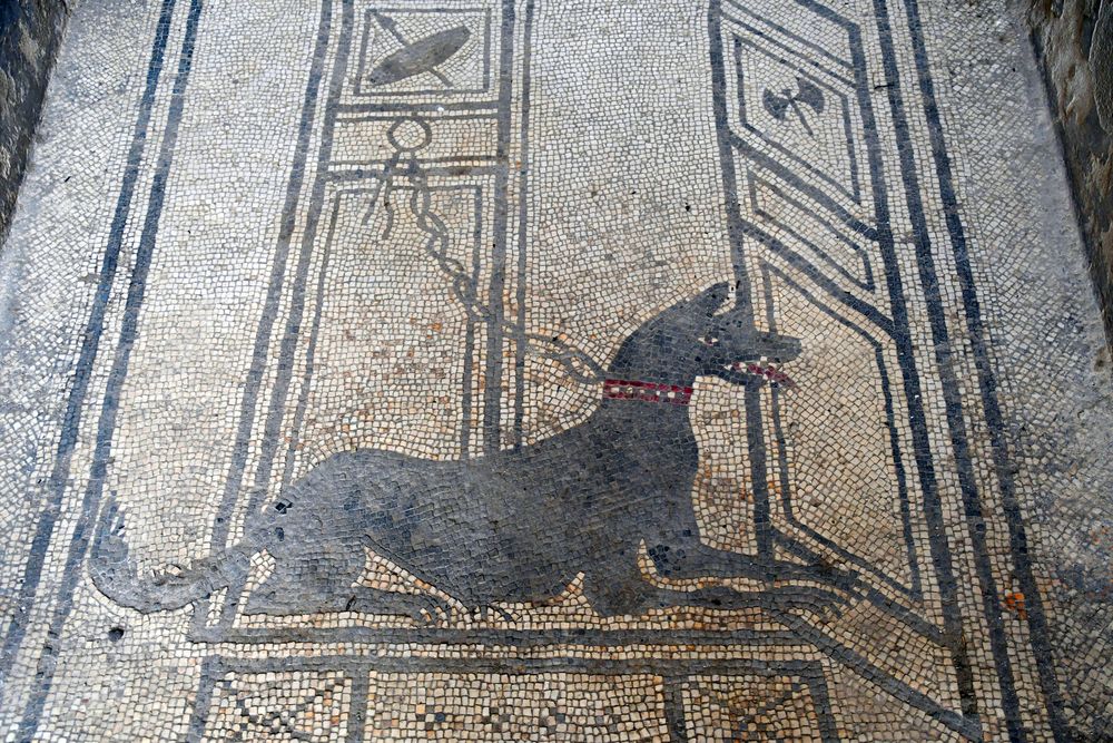 Bodenmosaik im antiken Pompeji