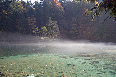 Bodennebel am Badersee in Grainau bei Garmisch-Partenkirchen