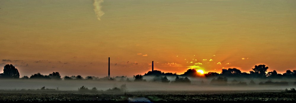 Bodennebel und Sonnenaufgang