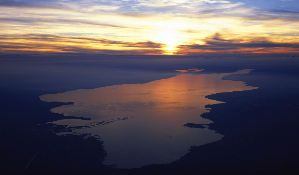 Bodensee Gesamtansicht von Osten / Sunset