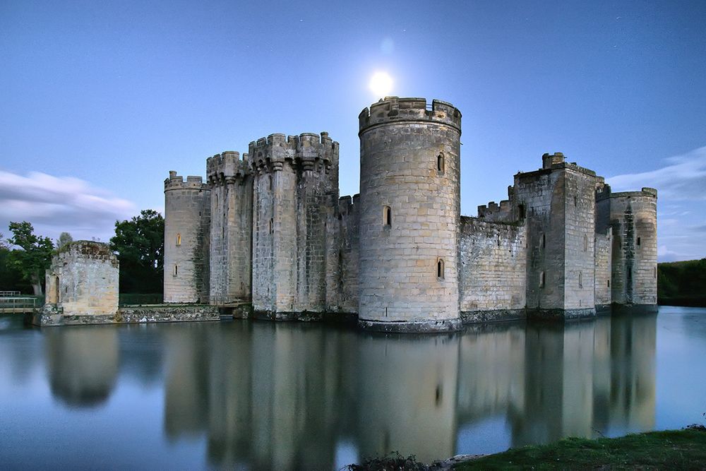 Bodiam Castle and the moon