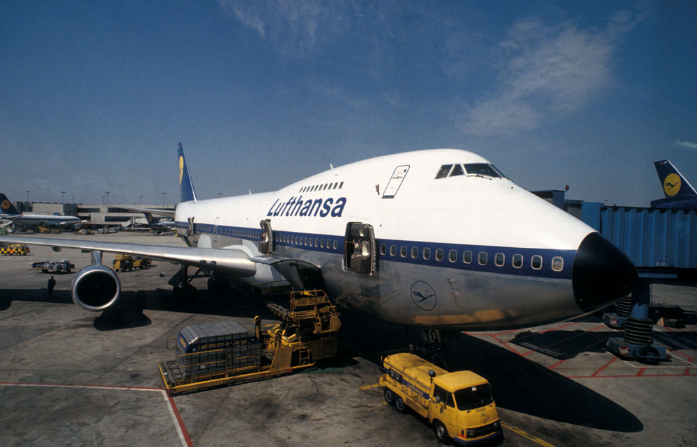 Boeing 747 vor dem Start in die USA Mai 1980