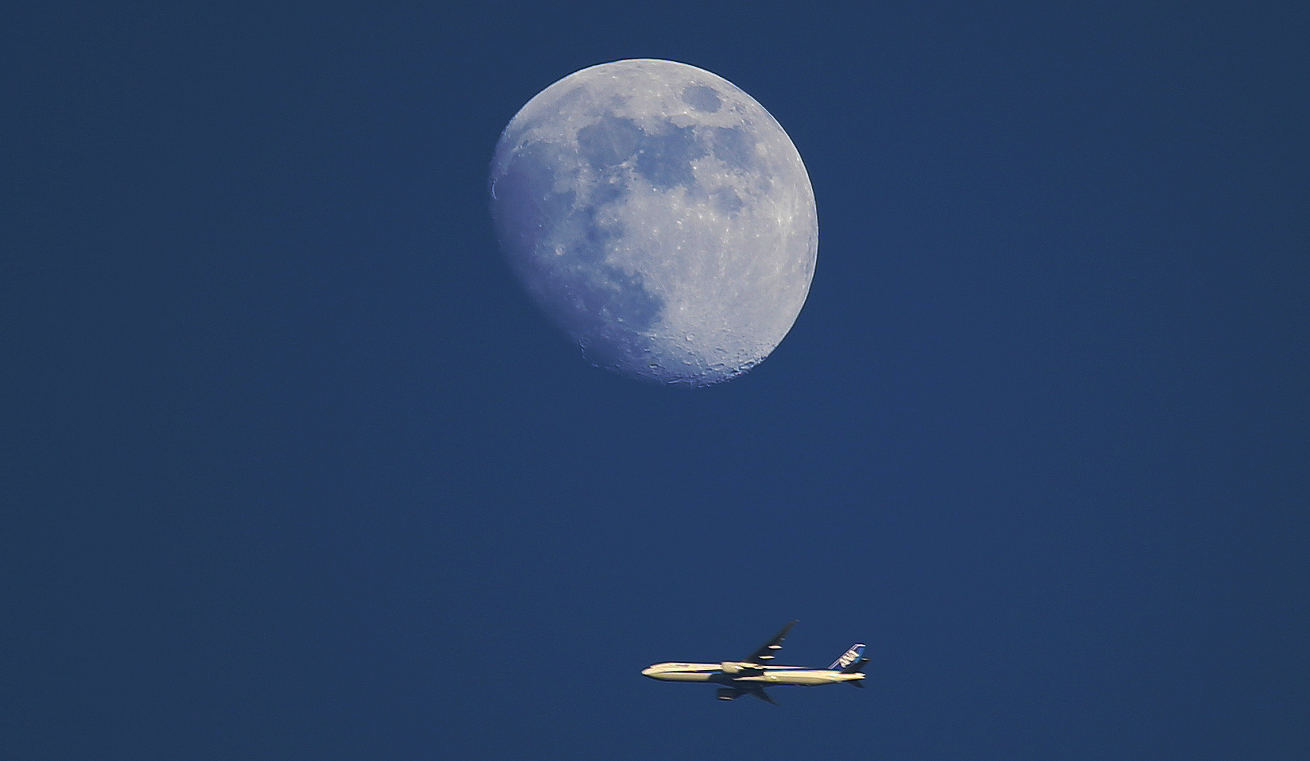 Boeing 787 Dreamliner unter dem Mond