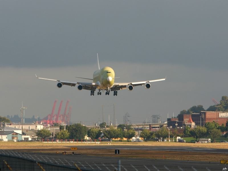 Boeing Large Cargo Freighter Lands in Seattle