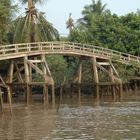 Bogenbrücke über einen Seitenarm des Mekong im Mekongdelta