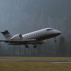 Bombardier Challenger 601 leaves Mollis runway 01