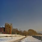 Bonner Bogen, Bonn, Schneepracht am Rhein mit Siebengebirge