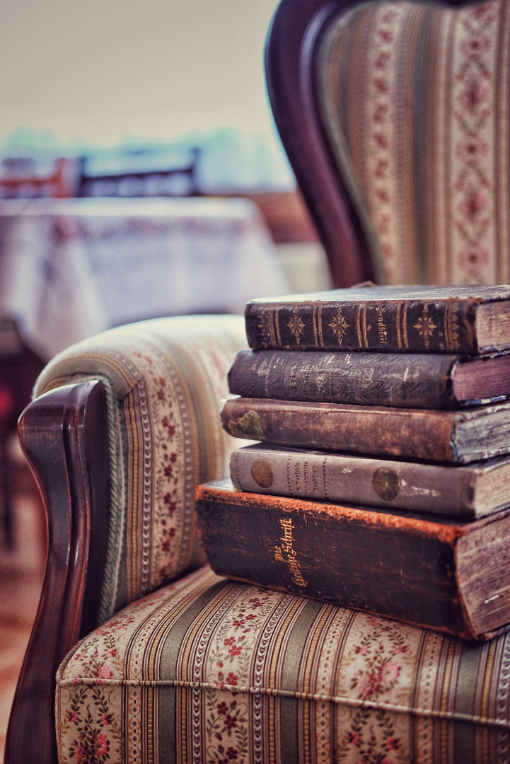 Books on grandma's chair