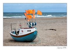 Boot am Strand von Vorupør DK