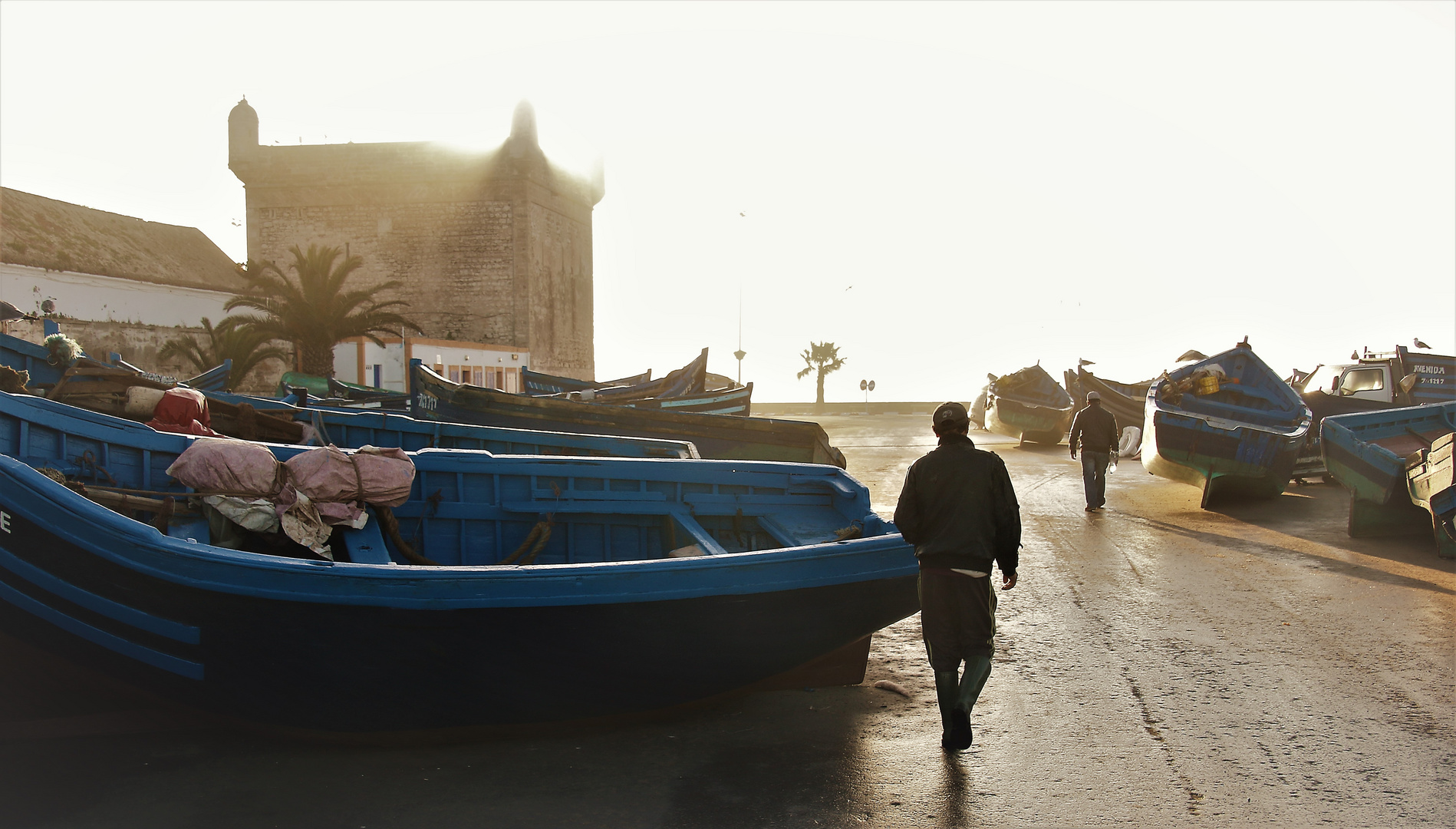 Boot Hafen morgens maroc Ca-17-31 col+8Fotos