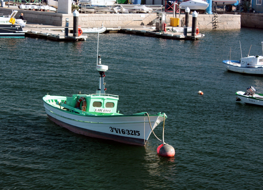 Boot im Hafen von Bajona