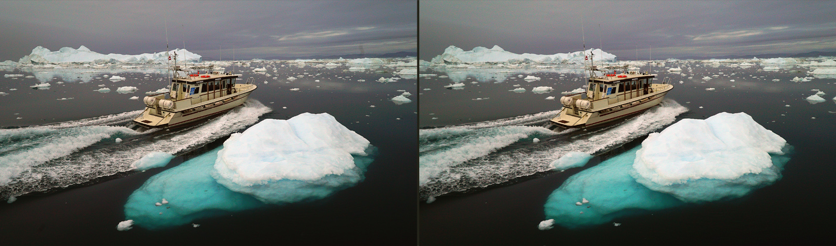 Boot in der Disco-Bucht Grönland (3D-X-View)