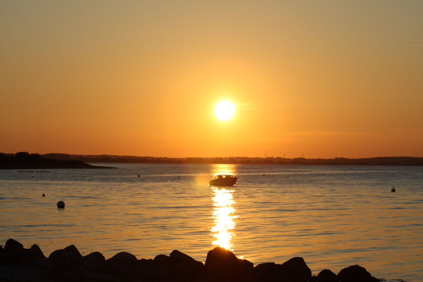 Boot Sonnenuntergang bei Langballig im Mai 2012