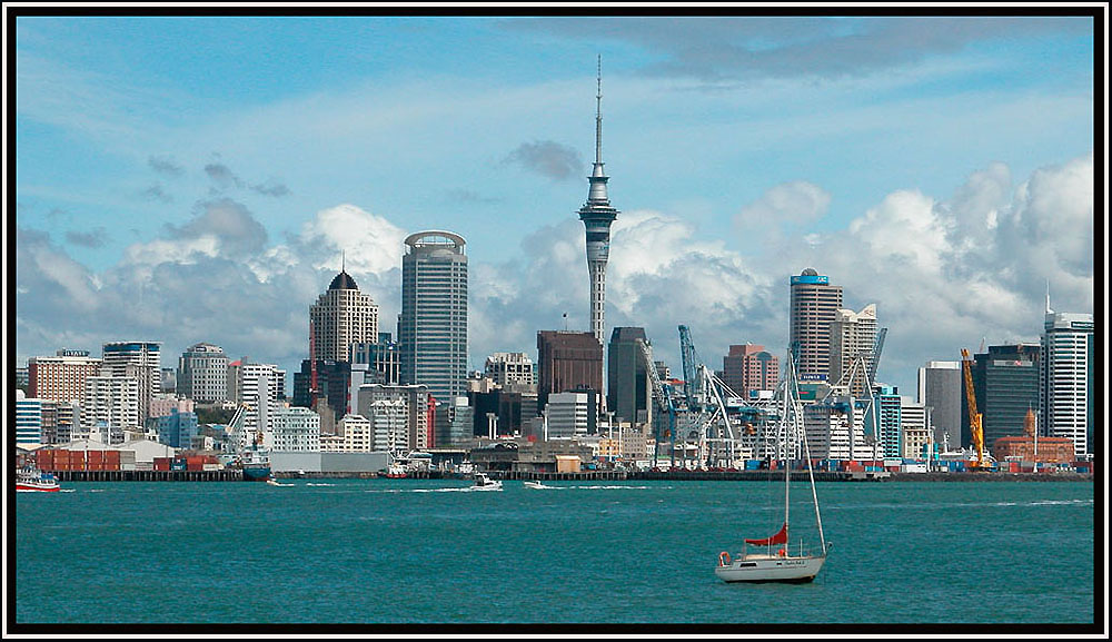 Boot vor Auckland