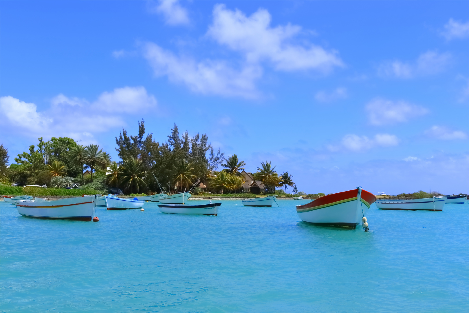 Boote bei Cap Malheureux auf Mauritius