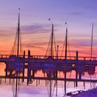 Boote im Sonnenuntergang