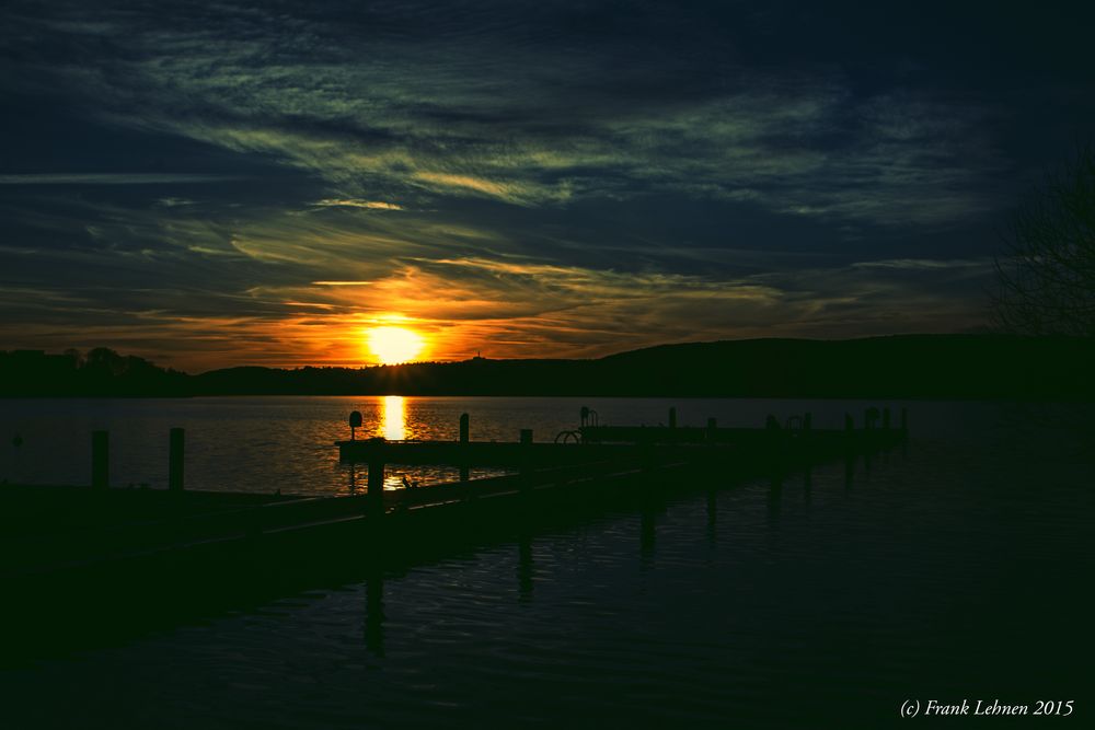 Bootsanlegestelle "Bostalsee" bei Sonnenuntergang