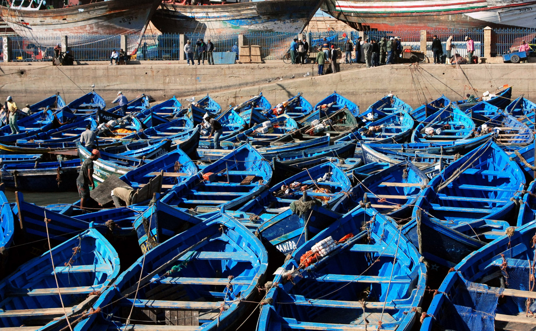 Bootsgewimmel im Hafen von Essaouira