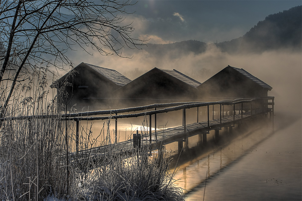 Bootshäuser am Kochelsee