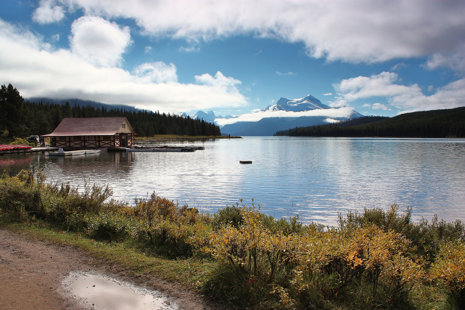 Bootshaus am Maligne Lake