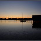 Bootshaus genießt den Sonnenuntergang