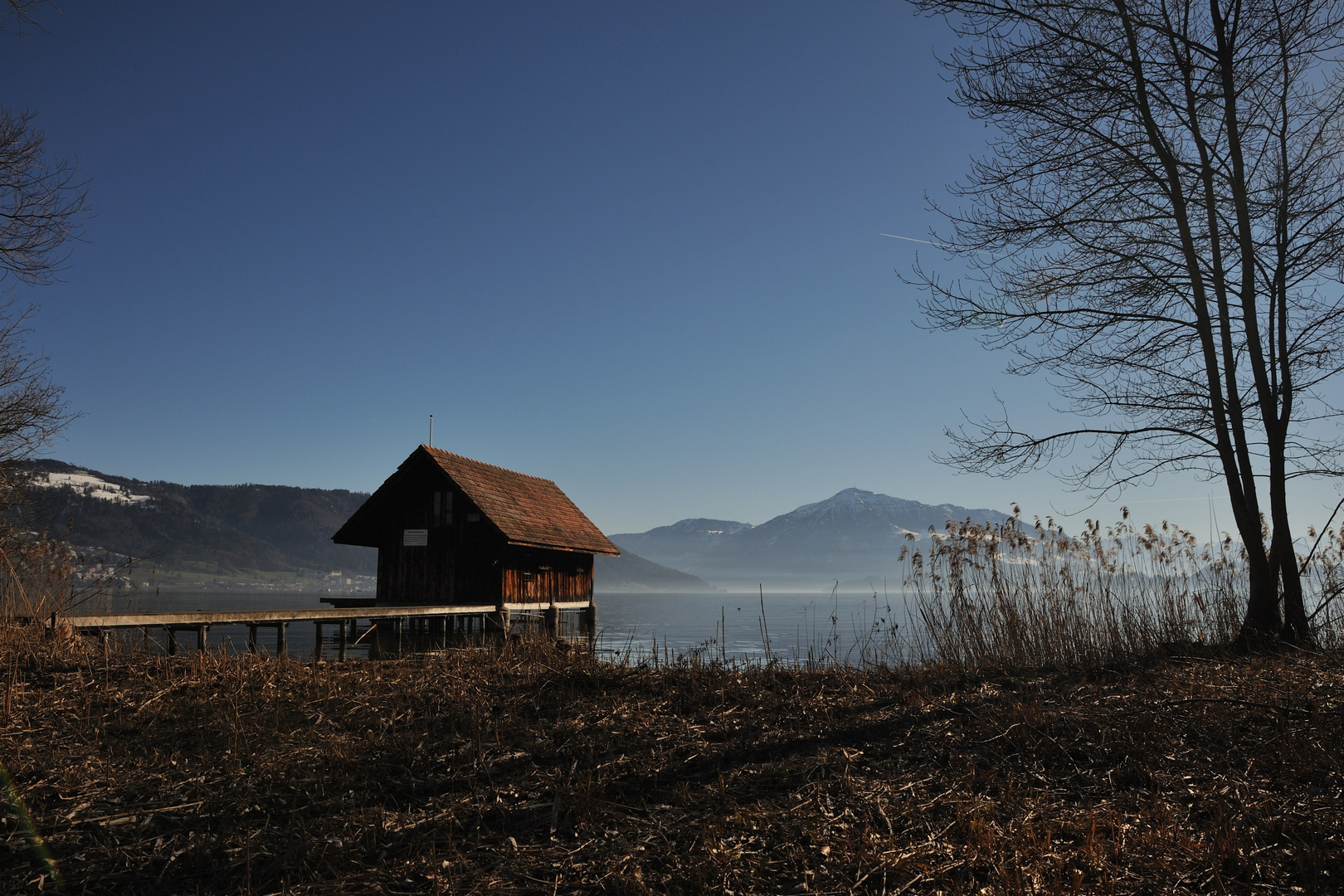 Bootshaus im Winter