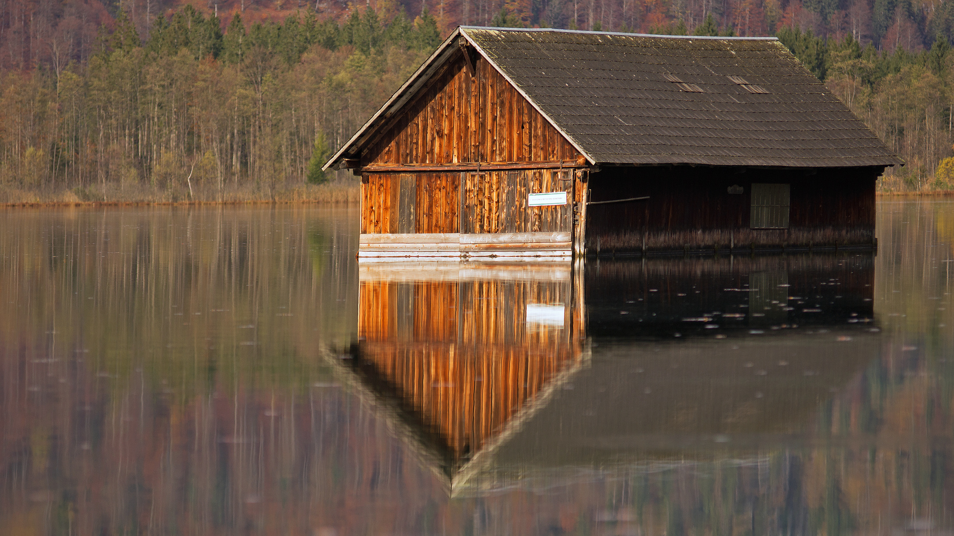 Bootshütte im See