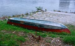 Bootsrumpf an der Donau bei Linz