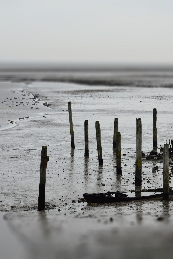 Bootsuntergang im Wattenmeer