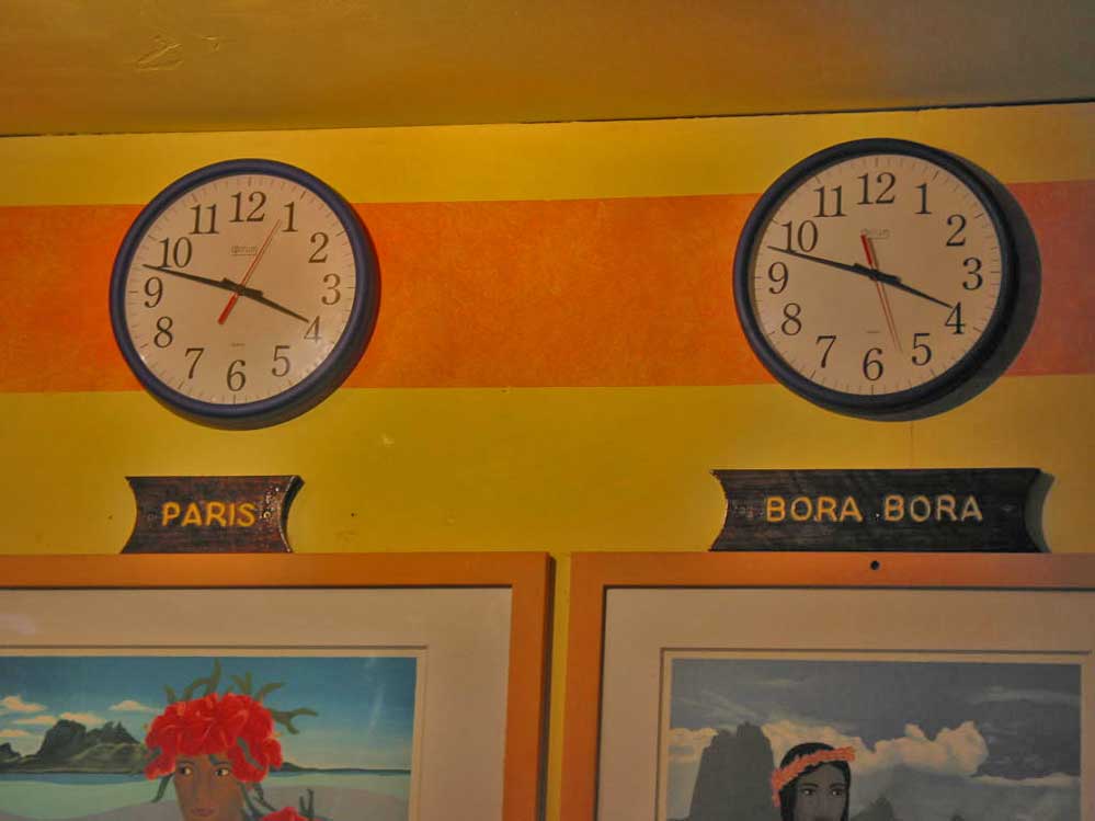 Bora Bora die Zeit stimmt (12 Stunden Zeitunterschied)