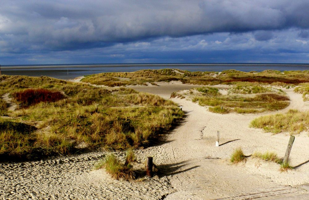 Borkum 2010 - Dunkle Wolken am Strand