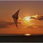 Borkum - Ein Drache im heutigen Abendlicht am Nordstrand