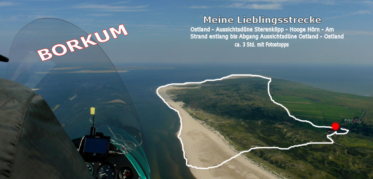 Borkum - Flug mit dem Tragschrauber (5) - Meine Lieblingswanderstrecke von oben