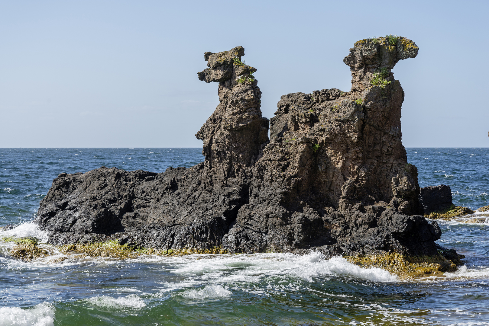 Bornholm, Kamelköpfe unterhalb der Ruine Hammershus