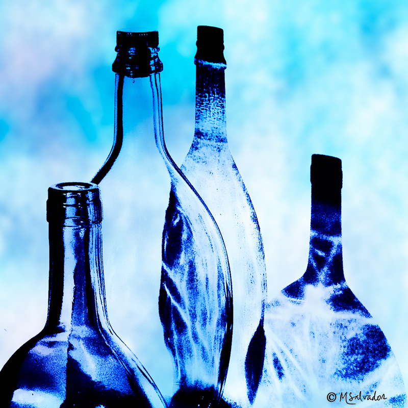 Bottles in blue