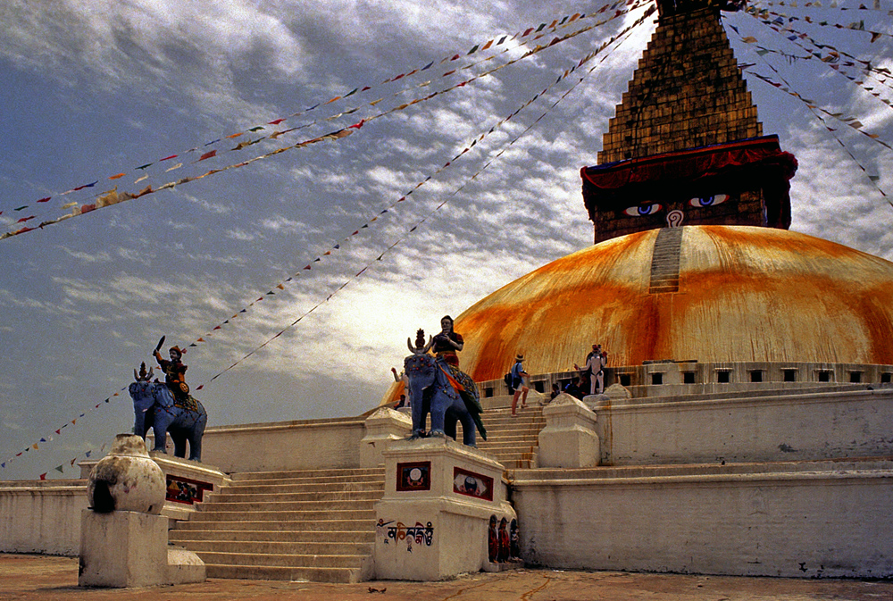 Boudhanath in golden sunshine