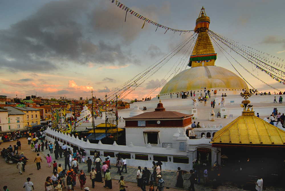 Boudhanath in sunset atmosphere