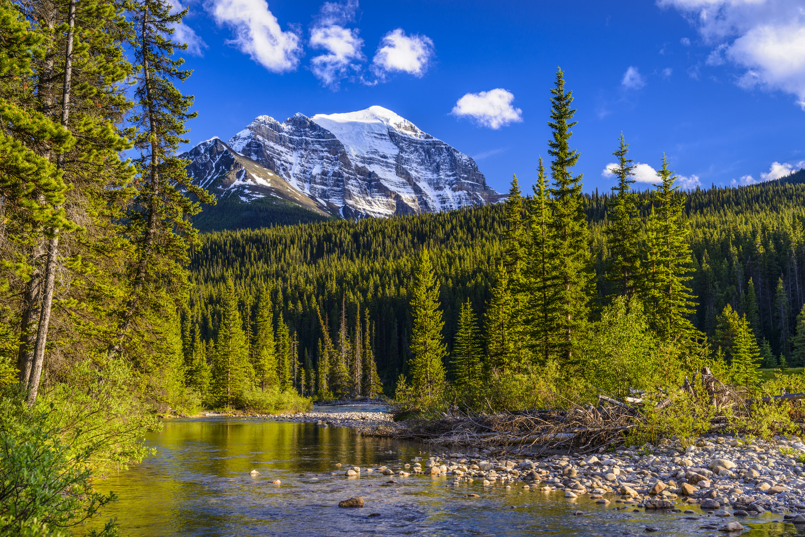 Bow River & Mount Temple, Banff NP, CA