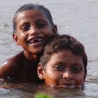 boy and boy. swimming.