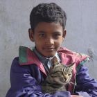 boy and cat